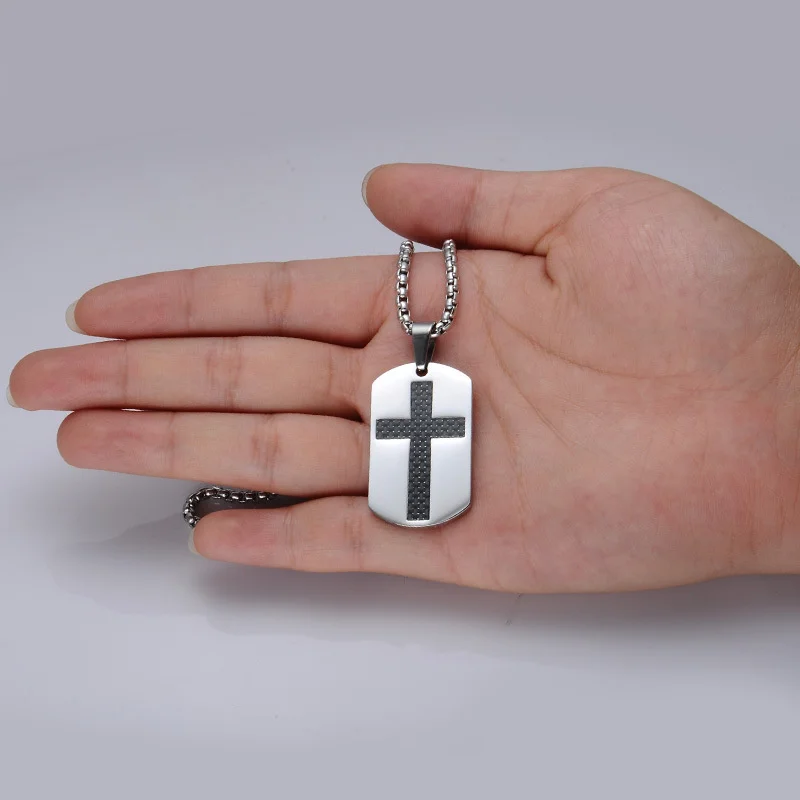 New Classic Military Stainless Steel Dog Tag Men Jesus Cross Pendant Necklace Exquisite Gift Christian Jewelry | Украшения и