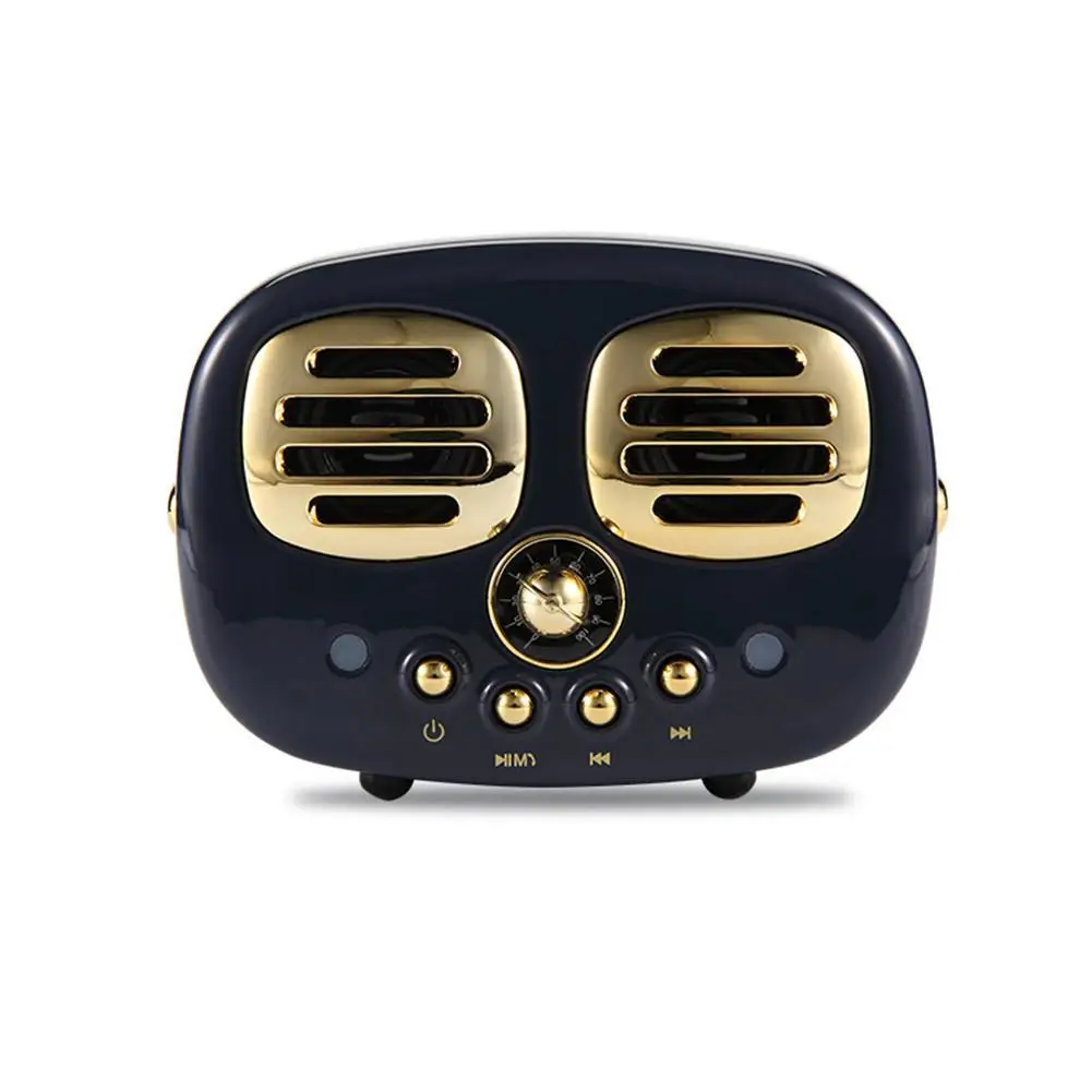 Черный Тяжелый бас TF USB FM AUX 3D стерео объемный HiFi звуковые эффекты ретро Bluetooth динамик винтажный мини беспроводной динамик Ностальгический - Цвет: Черный