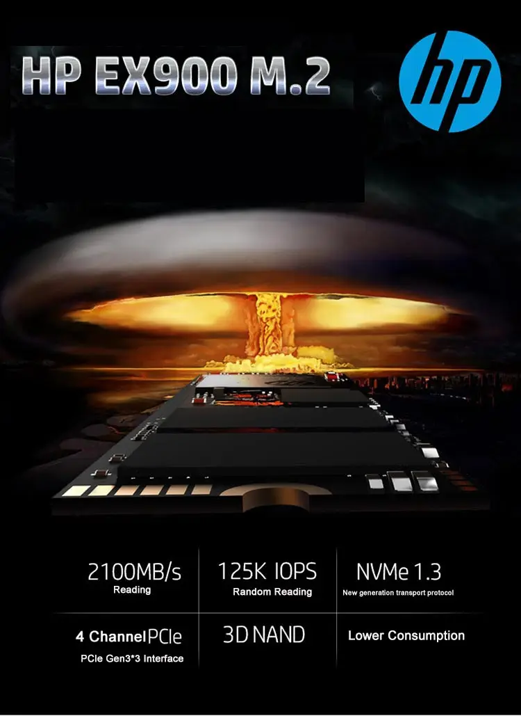 Hp SSD 120 ГБ EX900 M.2 PCIe 3,1x4 NVMe 3D TLC NAND HDD Внутренний твердотельный накопитель m.2 ssd для игр настольный ноутбук компьютер