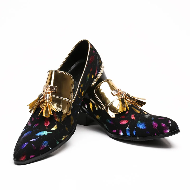 

2019 Gold Fashion Men Classic Casual Shoes Men Moccasins Slip On Men's Flats Formal Party Stage Loafers