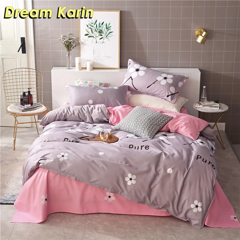 Dream Karin милое постельное белье набор для девочки Цветочный узор пододеяльник с