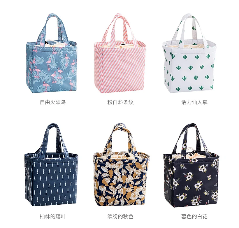 New portable tote bag cold insulation waterproof freezer ice pack beef meal striped flamingo lunch | Багаж и сумки