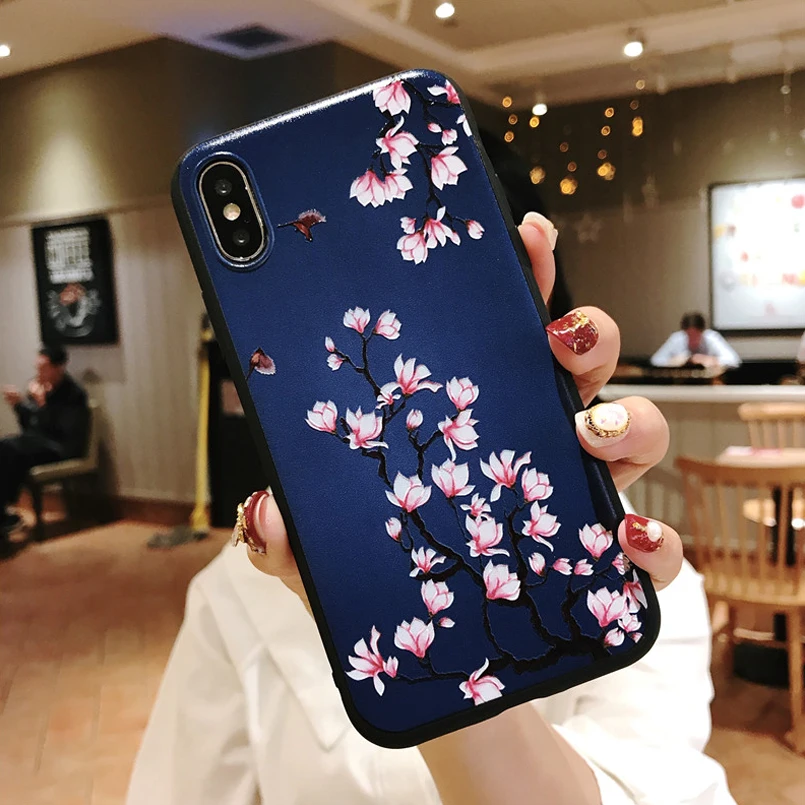 Luxury Floral Phone Case For 7 6 6S 8 Plus Soft TPU Orchid Cover iPhone XS MAX XR 8Plus 7Plus Flower Coque Funda |