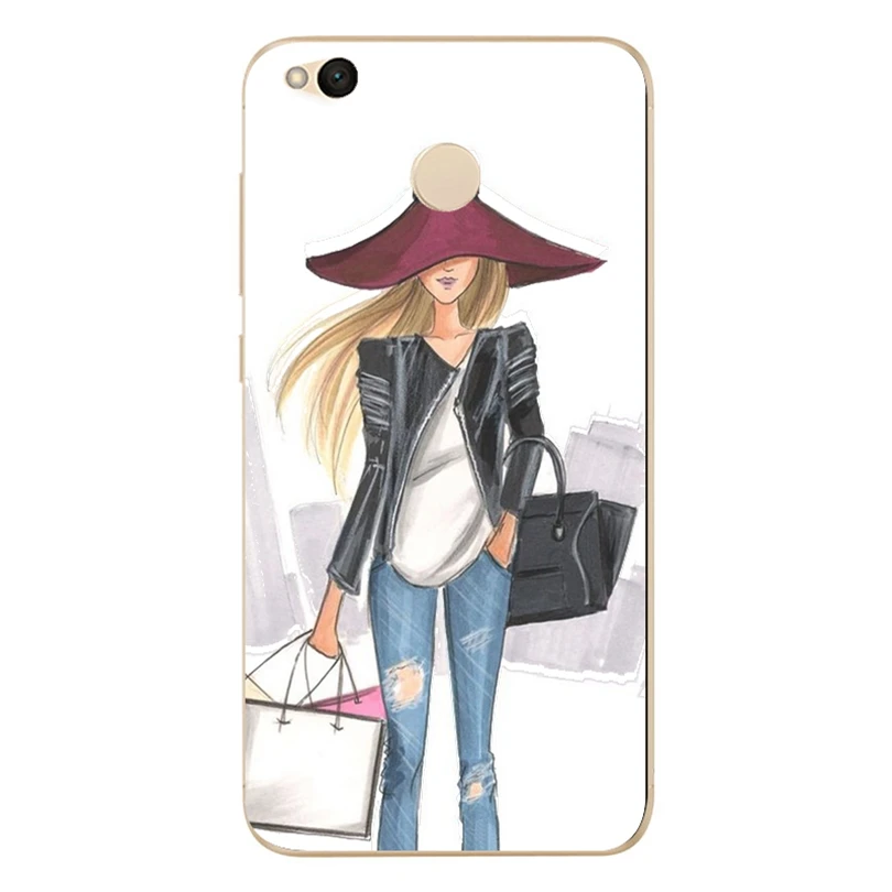 For Xiaomi Redmi 4X Note 3 4 4A Case Covers TPU Back Bags Plastic cute girl Mi A1 Pro Cover X002 | Мобильные телефоны и