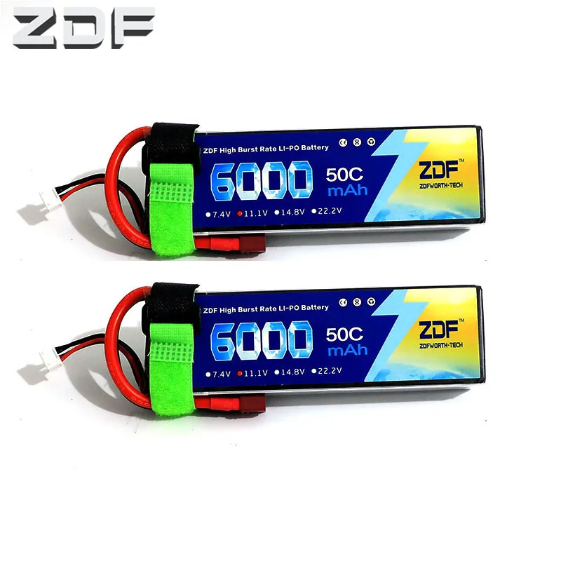 Аккумулятор ZDF RC Lipo 3S 11 1 В 6000 мАч 50C Max 100C для Traxxas AXIAL SCX10 II JEEP 1/10 Самолет Вертолет AKKU 2