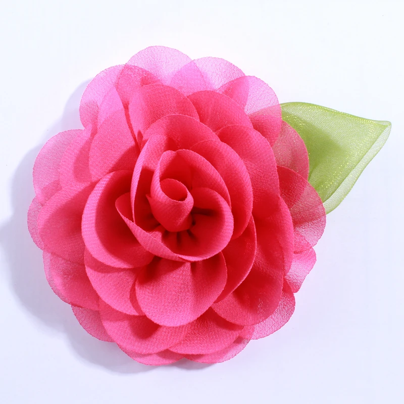 10 шт. 8 5 см модная ткань шифон в цветочек с зеленым листом для свадебного платья