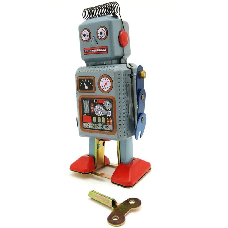 Классический винтажный Заводной Робот робот для детей с напоминанием оловянные