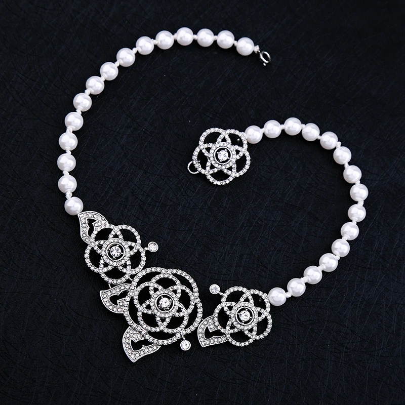 Хрустальный цветок подвеска ожерелье 2019 акриловый жемчуг цепочка из бисера