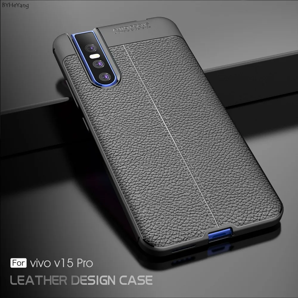Shockproof Phone Case for vivo v15 Pro Cover Business Leather Pattern TPU Cases On For VIVO V 15 PRO Fundas Coque v15pro |