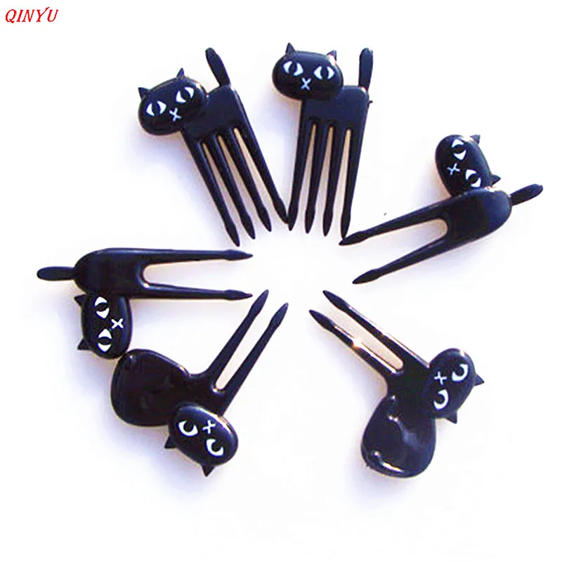 Новинка 6 шт. мини вилка в виде мультяшного кота животного медиаторы фруктов