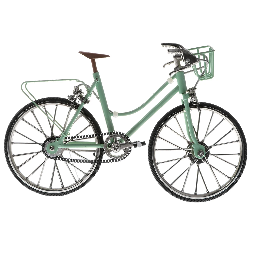 1/10 Mini Green Bike литые модели велосипедов с корзиной и сиденьем Игрушечная копия| |