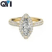 qyi marquise cut halo engagement moissanite rings 14k yellow gold romantic fashion jewelry rings for woman