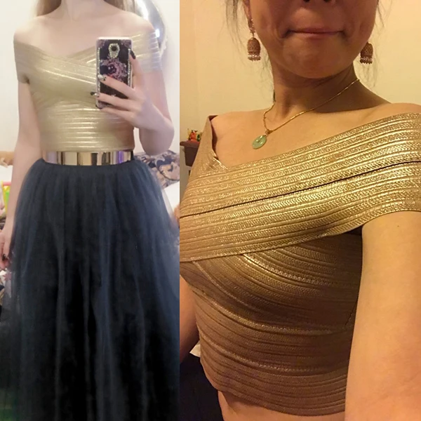 Роскошные золотые бандажные облегающие женские укороченные топы She'sModa с