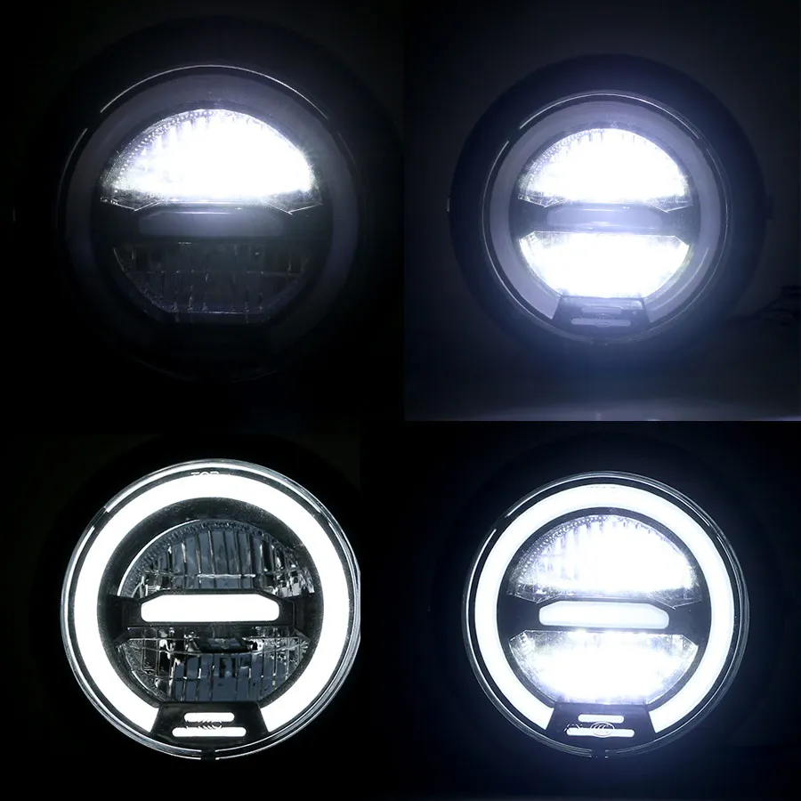 White LED Headlamp for Motorcycle Retro Black Scooter Headlight Motor Vintage Spotlight Moto Big Round Front Light Universal Fit