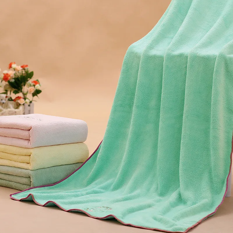 AOKEE 2pc/set Embroidery Coral Fleece Towel Bath Gift Set quick-dry bath set microfibre towel luxury towels 75x150+34x80cm | Дом и сад