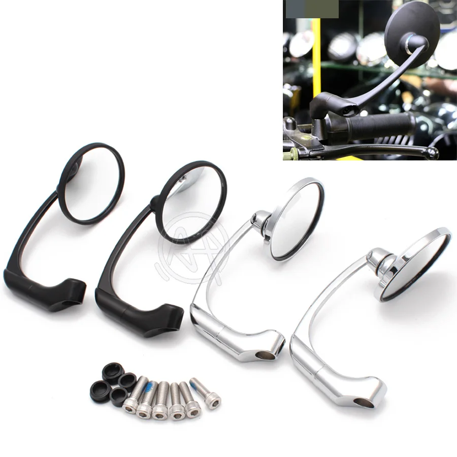 

1pair Motorcycle Rearview Side Mirror with 8/10mm Screws Universal Round Retro Modified Motorbike Cafe Racer Rear View Mirrors