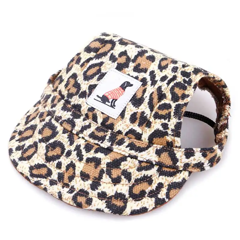 Gray leopard Pet головной убор для собак Бейсбол Кошка Леопардовый берет собаки летний головной убор козырек маленький Йоркширский Лабрадор аксессуары для домашних животных 8 цветов DOGGYSTYLE - Цвет: Gray leopard