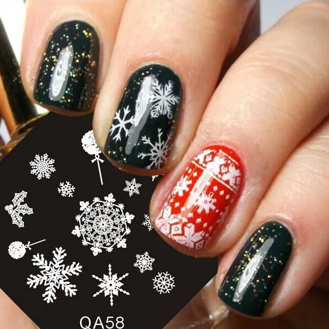 Новая мода Рождественская елка Снежный стиль ногтей штамп штамповки пластины