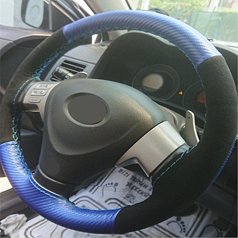 Черный замшевый чехол рулевого колеса автомобиля из углеродного волокна для