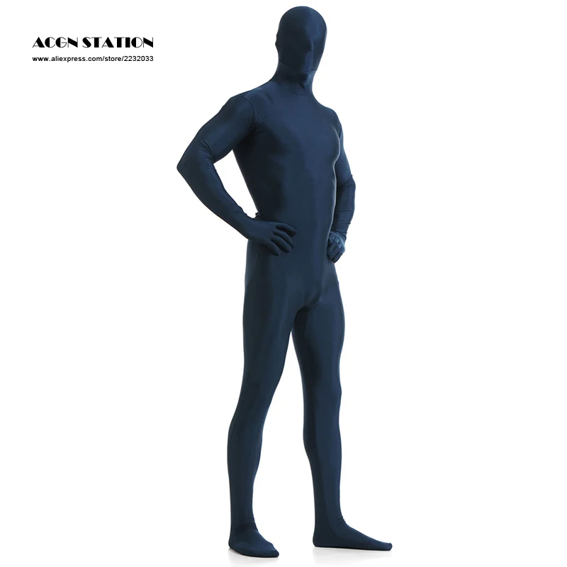 Free shipping Zentai Full Body Skin Suit Catsuit Halloween Costumes customized for open eyes mouth can add crotch zipper | Тематическая