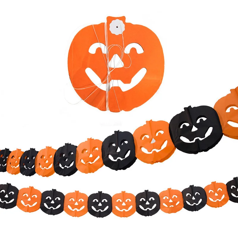 Mrosaa Хэллоуин Тыква гирлянды вечерние бумажная цепочка баннер летучая мышь череп
