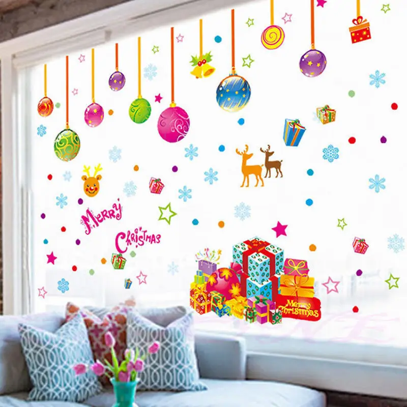 Рождество Wal наклейка счастливый снеговик олень Снежинка Наклейки на стены с