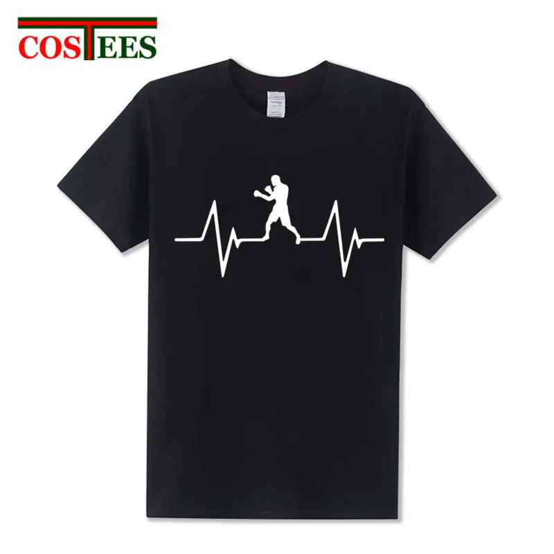 Amazing Boxinger heartbeat Love T-shirt Men Man's Top brand Design Short Sleeve Thanksgiving Day Custom Family normal shirt male | Мужская