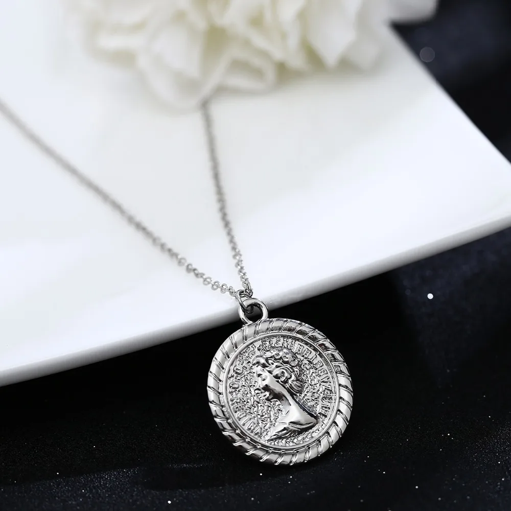 Женское винтажное ожерелье с кулоном из монет Ingemark длинное богини Девы Марии