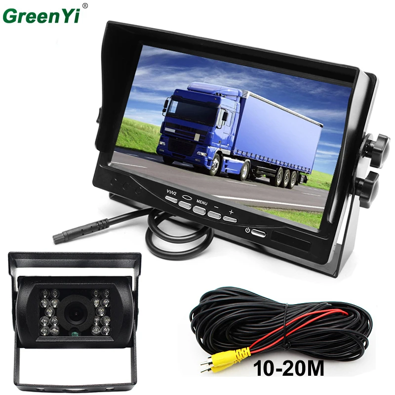 GreenYi Железный кронштейн Водонепроницаемый 12V 24V HD CCD truck Резервное зеркало заднего вида Камера Системы+ " TFT ЖК-дисплей Цвет HD Экран Дисплей монитор