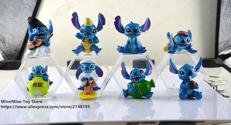 ZXZ Lilo & Stitch 8 шт./компл. 5 см фигурка осанки коллекция украшений аниме игрушка модель