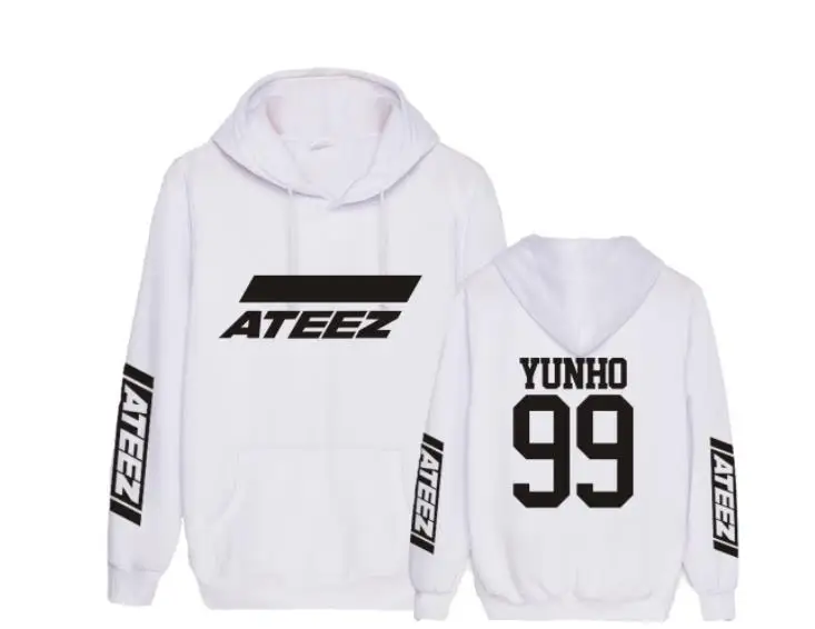 fleece Kpop ateez имя члена печать черный/белый пуловер свободные толстовки унисекс k-поп руно ateez Толстовка для на осень-зиму - Цвет: fleece