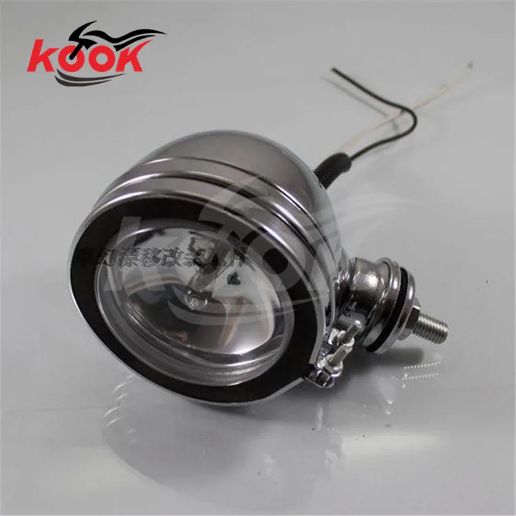 

Vintage Style Motorcycle Headlight chrome Clear White Head Lamp For Harley Davidson Chopper Bobber Custom Black Housing sliver