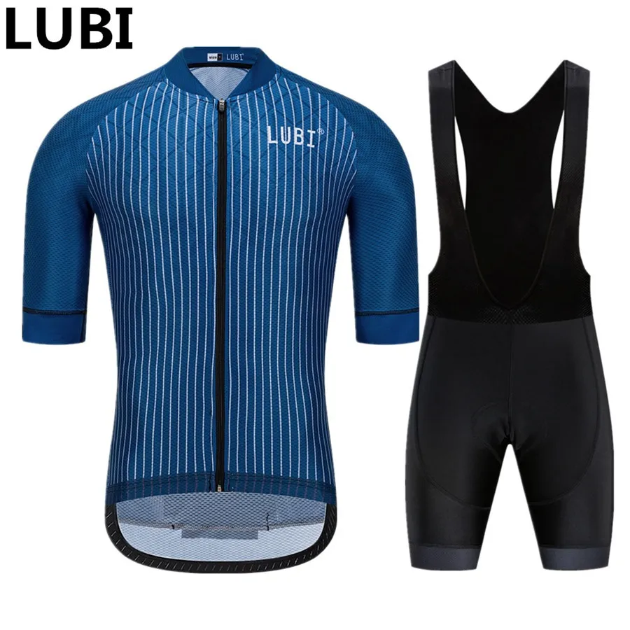 jersey and bib short LUBI мужские летние велосипедные наборы с коротким рукавом Одежда из трикотажа губка с высокой плотностью Pad Одежда для езды на горном велосипеде комплект велосипедная Одежда дорожный костюм - Цвет: jersey and bib short