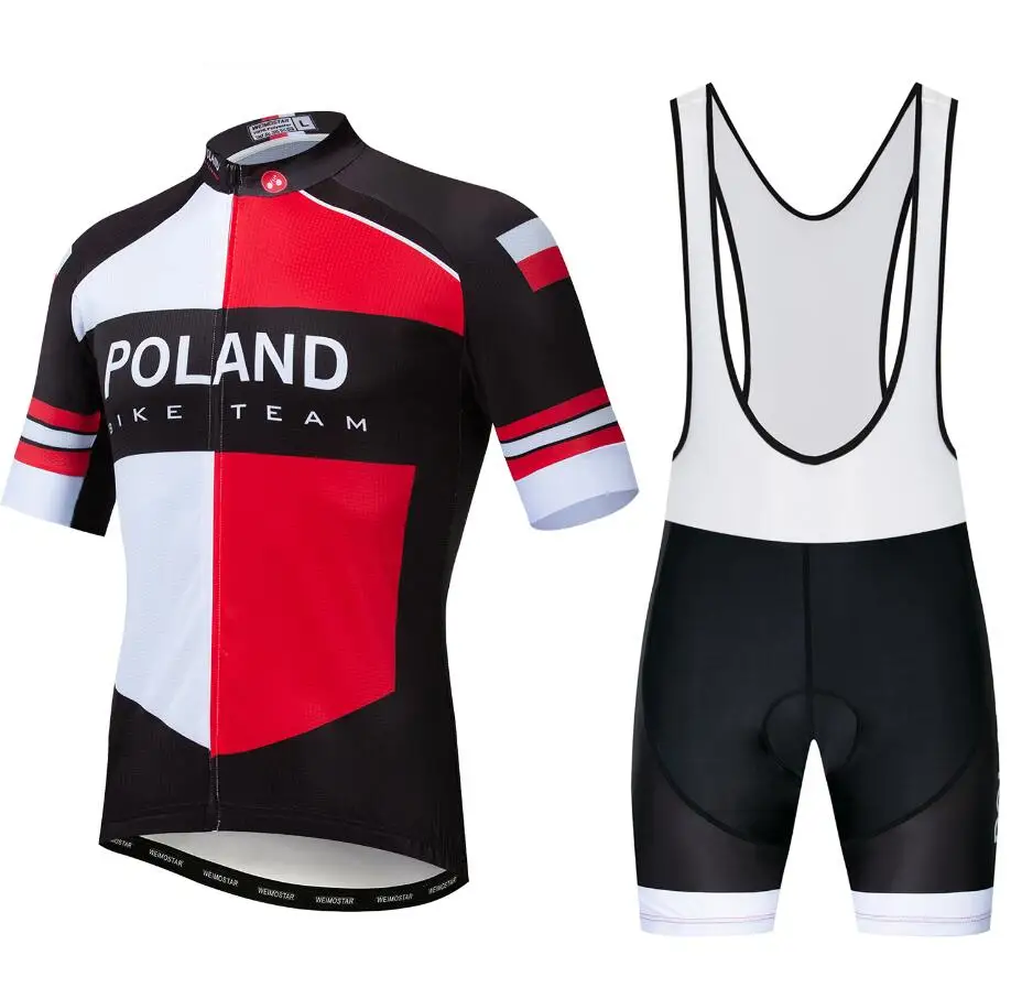 10 Poland Bib Set Для мужчин Велоспорт Джерси с коротким рукавом MTB велосипед гель шорты германия Польша Бразилия испанско-португальский Майо Ciclismo - Цвет: 10 Poland Bib Set