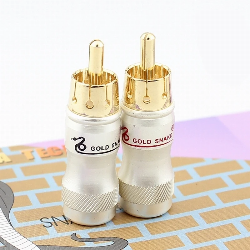 10 шт./лот DIY позолоченный RCA штекер HIFI Аудио кабель Мужской Видео разъем золотой