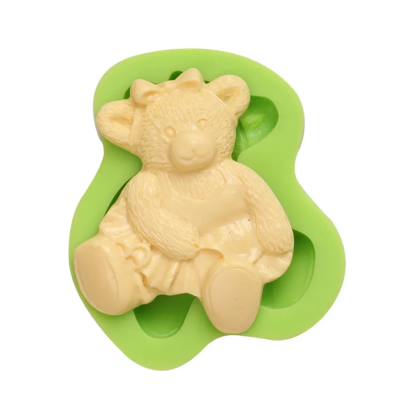 3D сидя гумми медведь с юбкой помады кремния формы для полимерной глины искусство