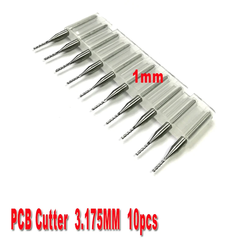 

10pcs/lot 1.0mm Mini PCB Carbide Tools, CNC Cutting Bits, Millinging Cutters Kit for Engraving Milling Machine