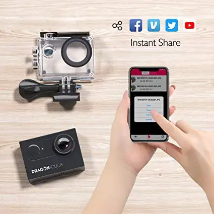 Dragon Touch 4K EIS Экшн-камера 16MP Vision 4 Поддержка внешнего микрофона подводная камера с дистанционным управлением WiFi Спортивная камера