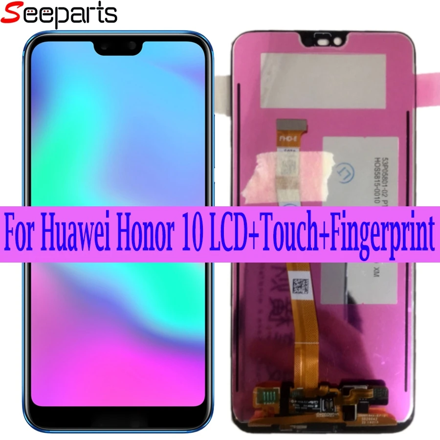 Протестирован для huawei honor 10 lcd honor 10 lcd дисплей+ кодирующий преобразователь сенсорного экрана в сборе Замена+ COL-L29 отпечатков пальцев