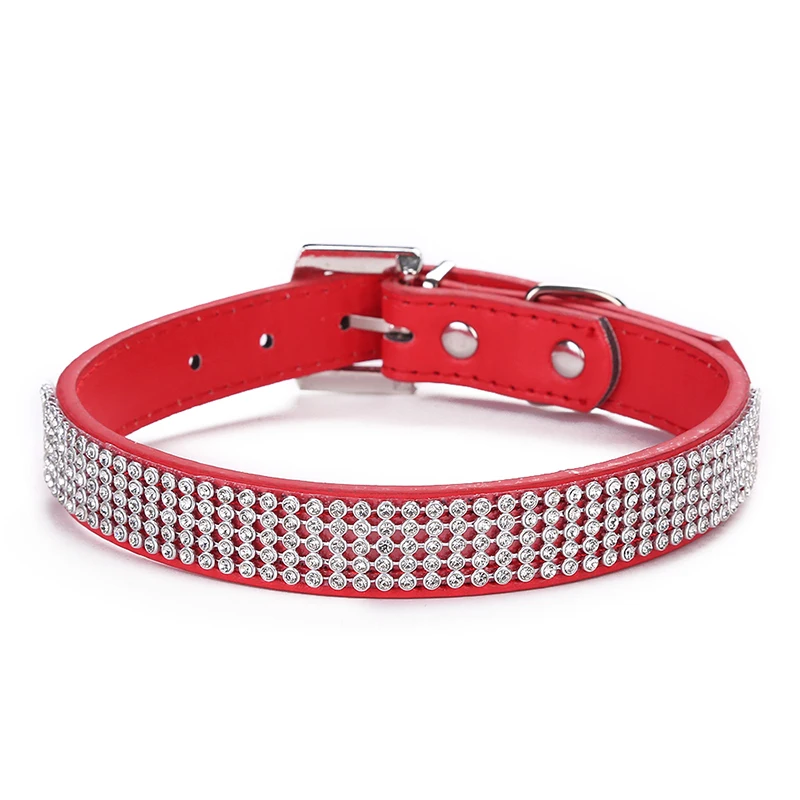Ошейник Стразы для домашних питомцев Регулируемая пряжка из искусственной кожи
