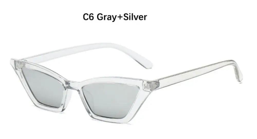 C6 gray silver Маленькие солнцезащитные очки в стиле ретро, унисекс, прямоугольные, новинка, очки, прозрачные, розовые оттенки, для женщин, 90 s, крошечные дизайнерские солнцезащитные очки, сексуальные - Цвет линз: C6 gray silver