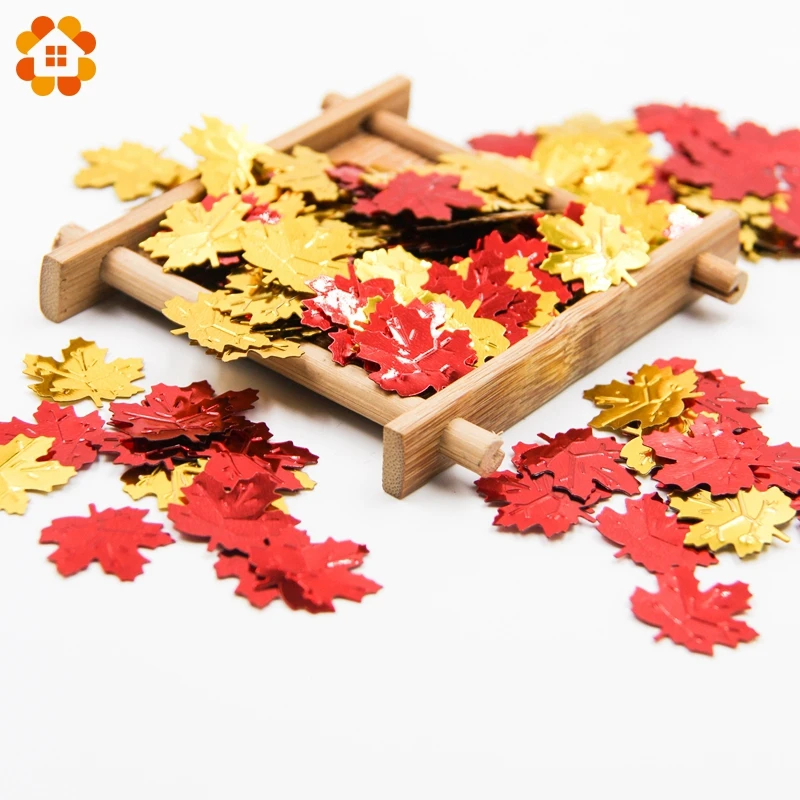Около 180 шт./лот DIY красные/Золотые осенние конфетти в форме листьев для дома