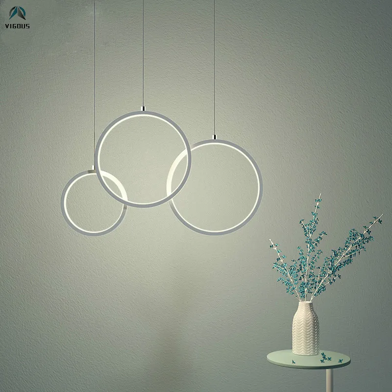 

Straight Circles Led Dimmable Chandelier Modern Remote Control Dimmable Pendant Chandelier Lighting Dining Room Led Chandelier