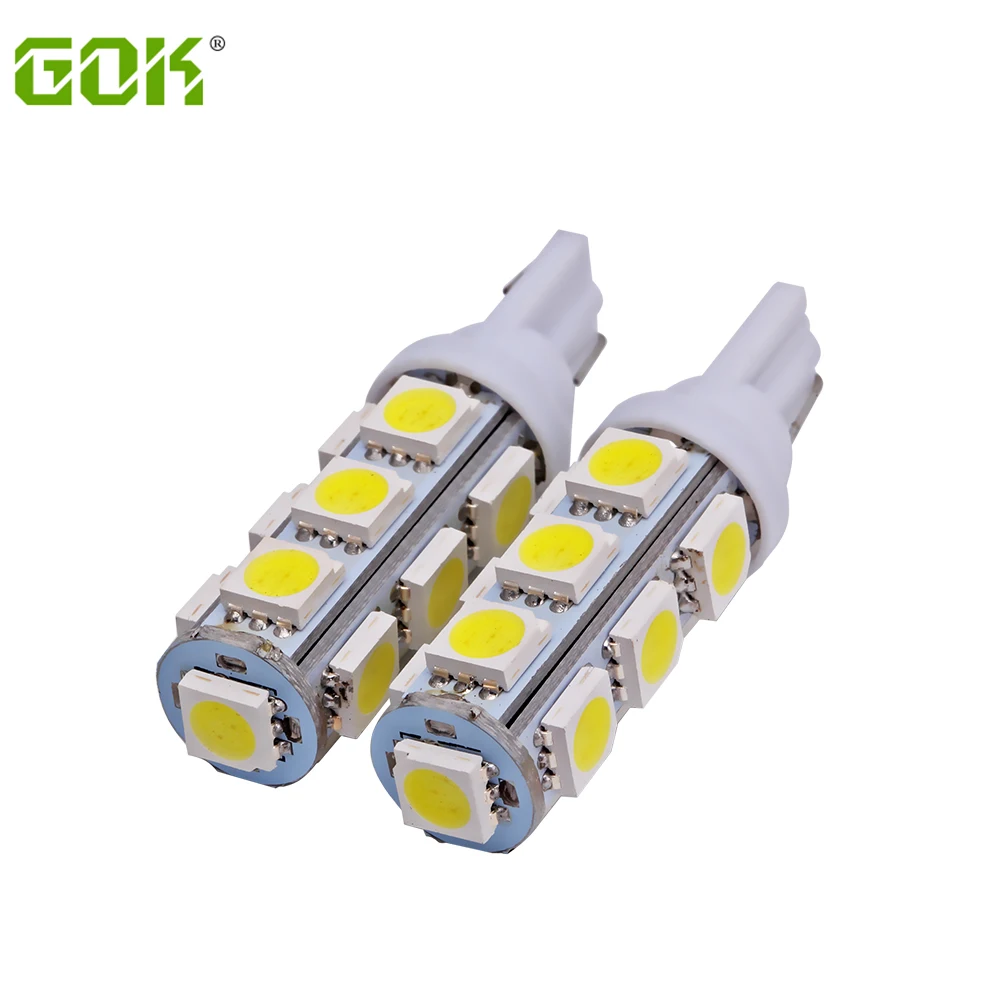 

50 шт., Автомобильные светодиодные лампы T10 W5W 13led 5050 smd t10 13SMD, светодиодные клиновидные лампы t10, автомобильные клиновидные парковочные куполь...