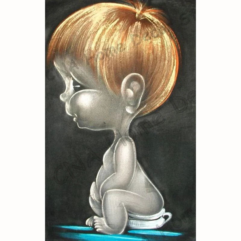 Sitting Cartoon Gilr Boy full Mosaic 5D Diy Diamond Embroidery Painting Christmas decors icons wall sticker cross stitch kits | Дом и сад
