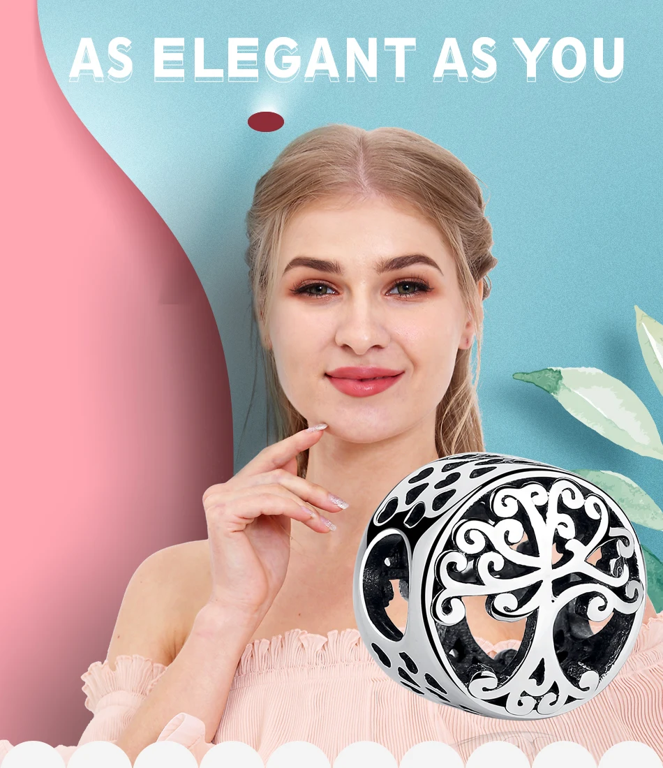 ELESHE, серебряные бусины 925 пробы, подвески, полые, сердце, семейное дерево, бусины, подходят для шарма, браслеты, ожерелья, сделай сам, ювелирные изделия