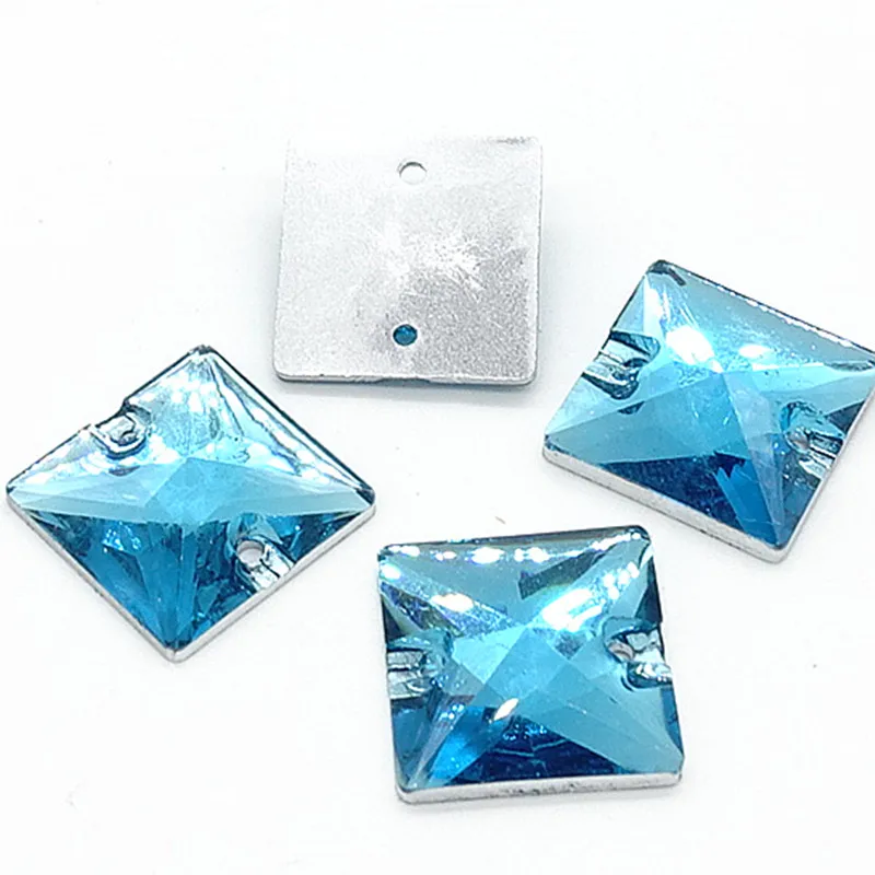 

Wholesale 50pcs Sew On Resin Rhinestones Square Buttons beads DIY 16mm