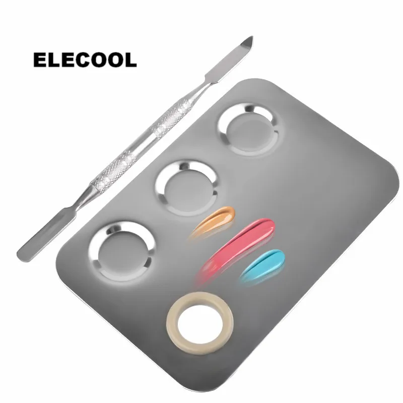 ELECOOL квадратная косметическая палитра из нержавеющей стали для макияжа лица с