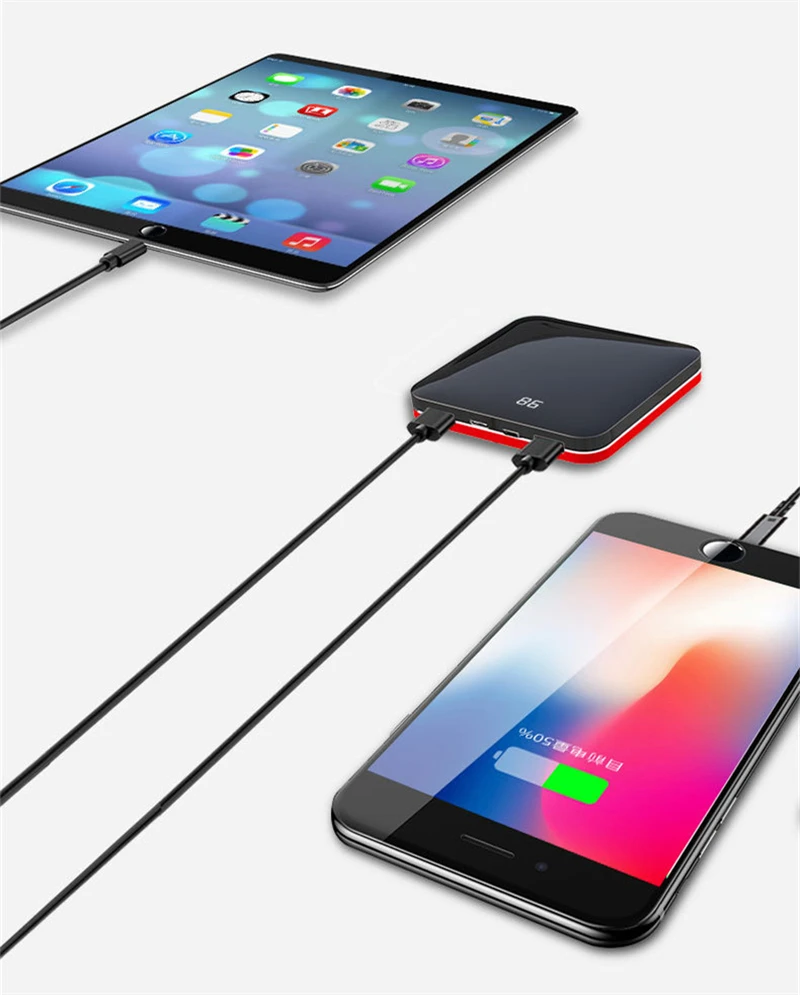 8000mAh 2.0A Быстрая зарядка мини банк питания двойной-USB портативный Зеркальный Алюминиевый банк питания быстрая зарядка Батарея Резервного Питания Пакет