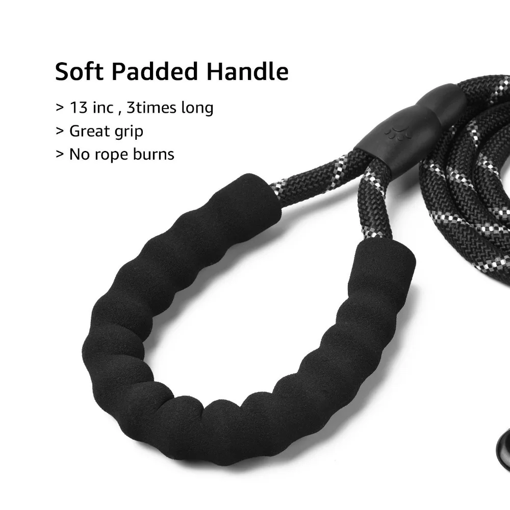DEIRYLE Strong Dog Leash With Comfortable Padded Handle Highly Reflective Round Rope for Medium and Large Dogs 5ft | Дом и сад
